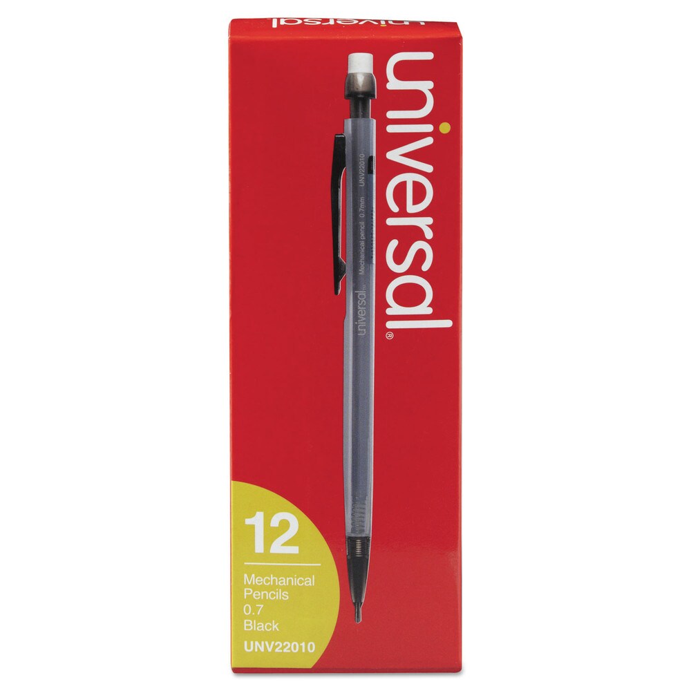 Universal 0.7 mm HB (#2) Mechanical Pencil - Black Lead, Smoke/Black Barrel (1 Dozen)