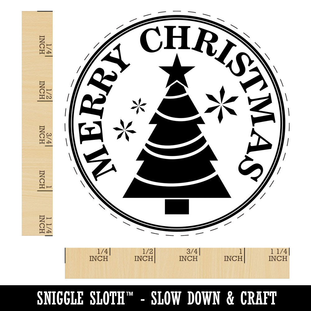 Merry Christmas Holiday Evergreen Tree Rubber Stamp for Stamping Crafting Planners