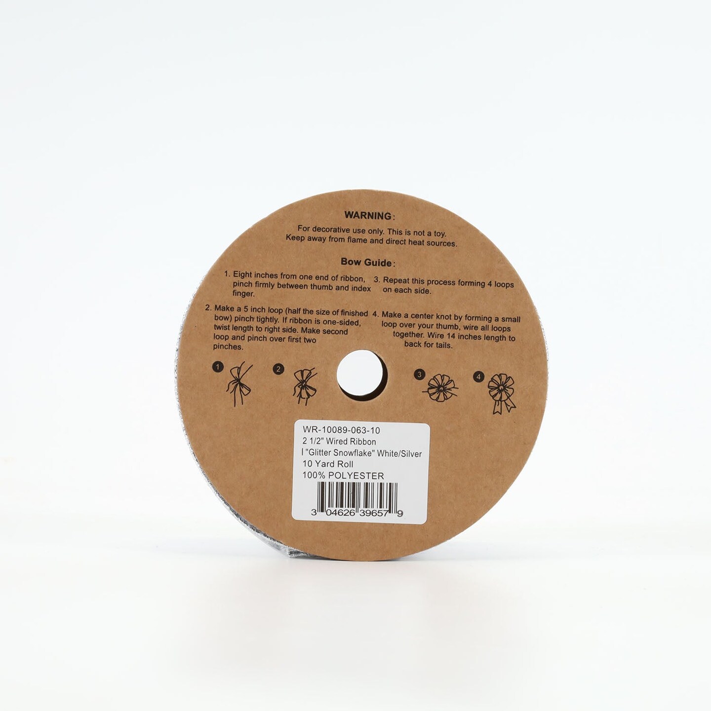 LaRibbons 2 1/2&#x22; Wired Ribbon | &#x22;Glitter Snowflake&#x22; White/Silver | 10 Yard Roll