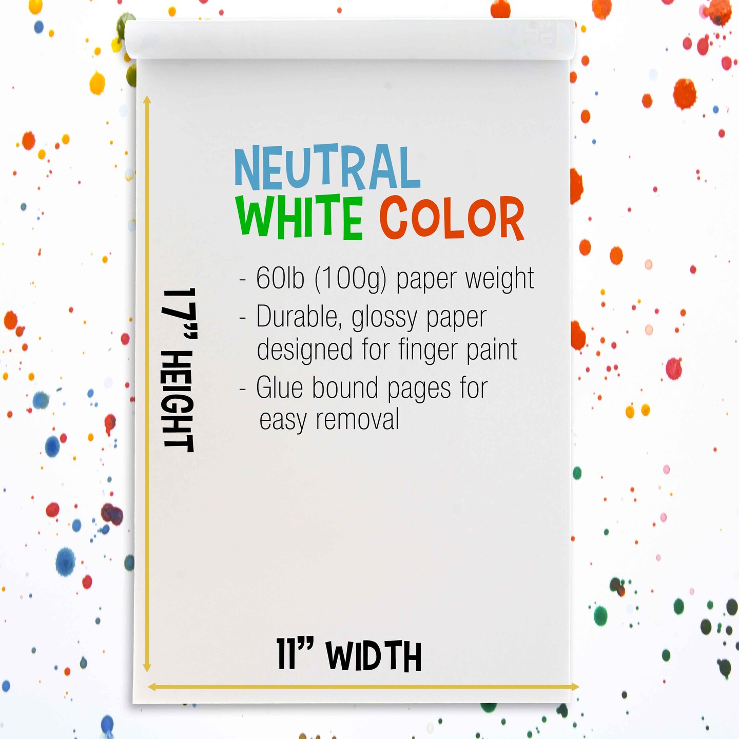 11&#x201D; x 17&#x22; Large Finger Painting Pad (2 Pack, 25 Sheets Each) - 60lb (100gsm) Acid-Free Coated Sheets, Finger Paint Paper for Painting, Drawing, Crafts, Artwork - Kids, Toddlers