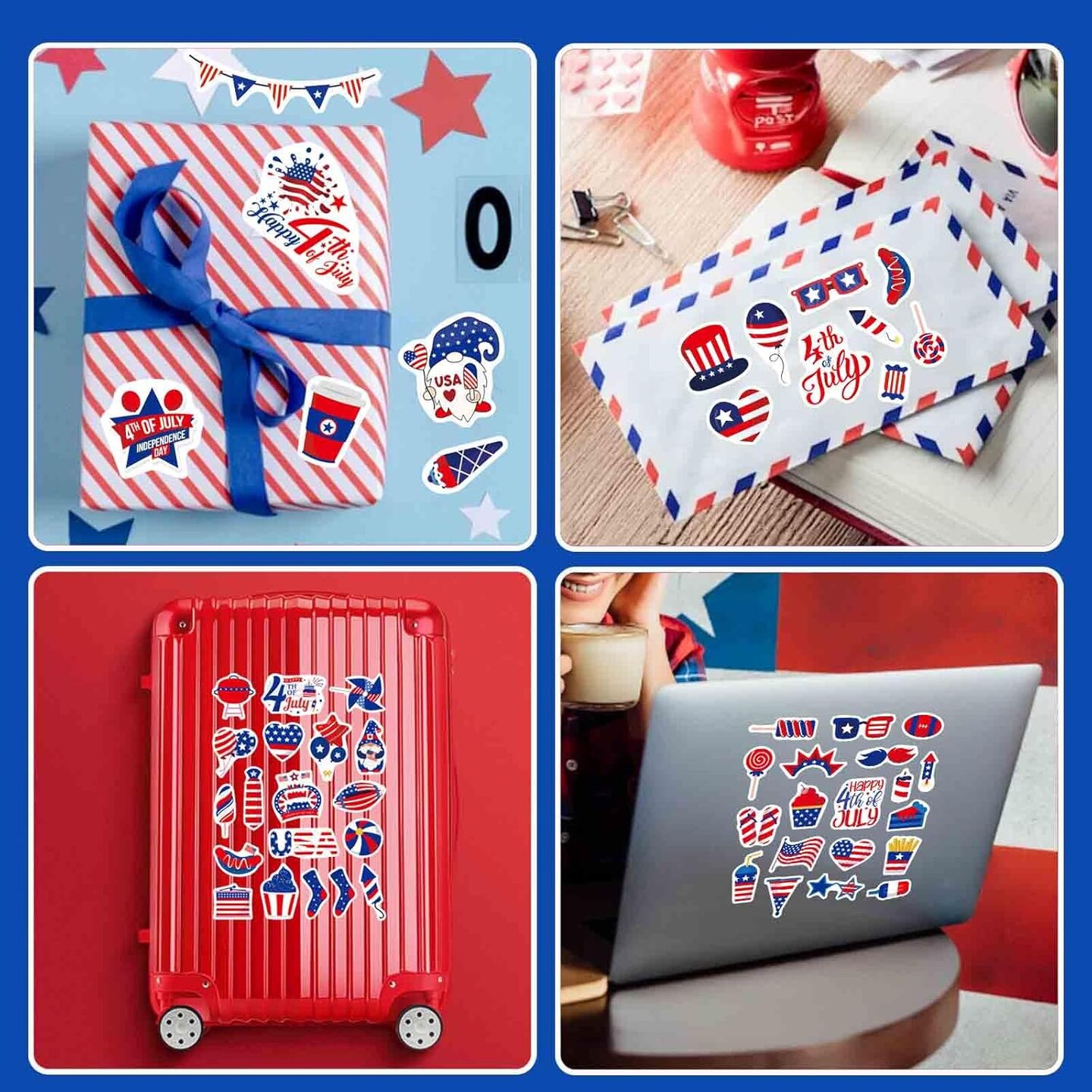4th of July Patriotic Stickers - 16 Sheets