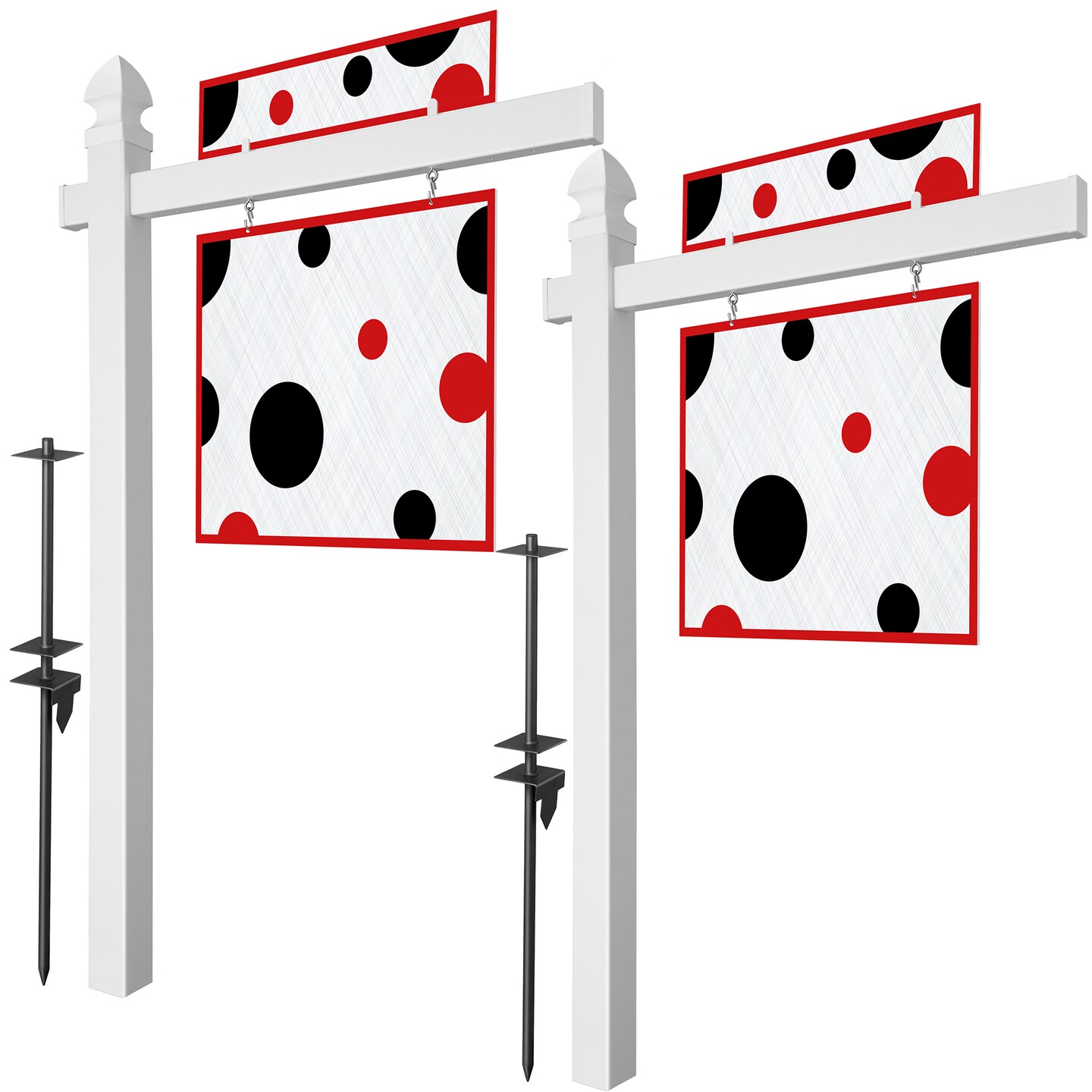 Casafield  Real Estate Sign Post for Open House and Yard Sale Signs with Flat Cap and Gothic Cap Options - Vinyl PVC - White
