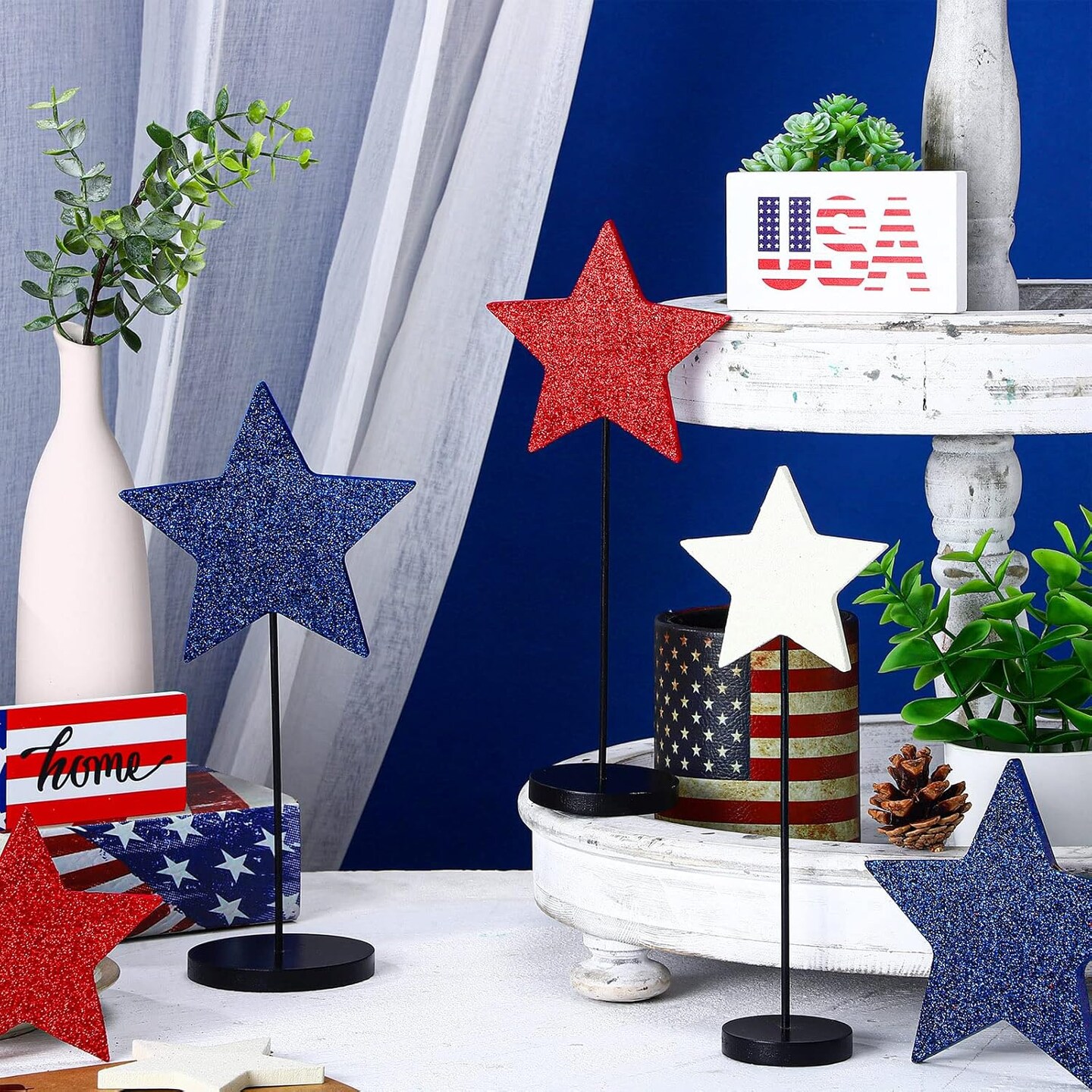 6 Pcs 4th of July Day Tall Standing Star