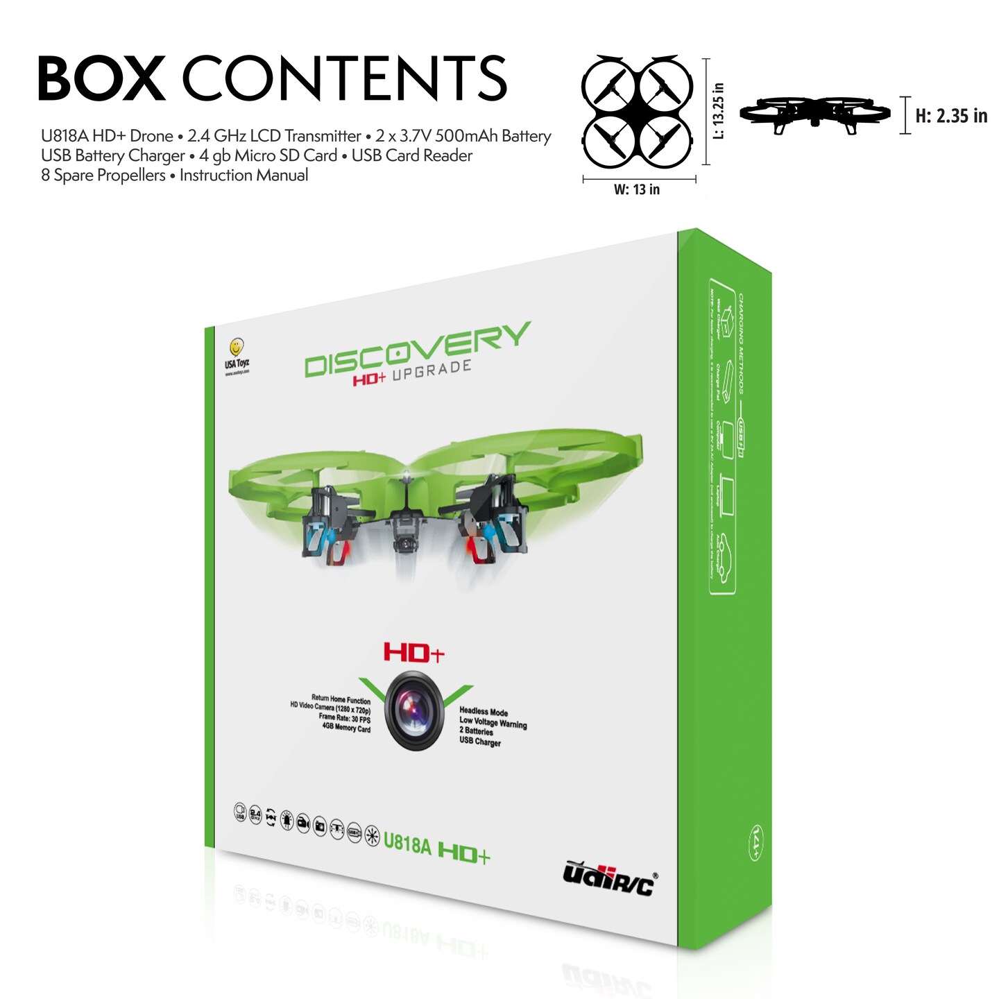 Force1 U818A HD+ RC Drone with Camera for Adults