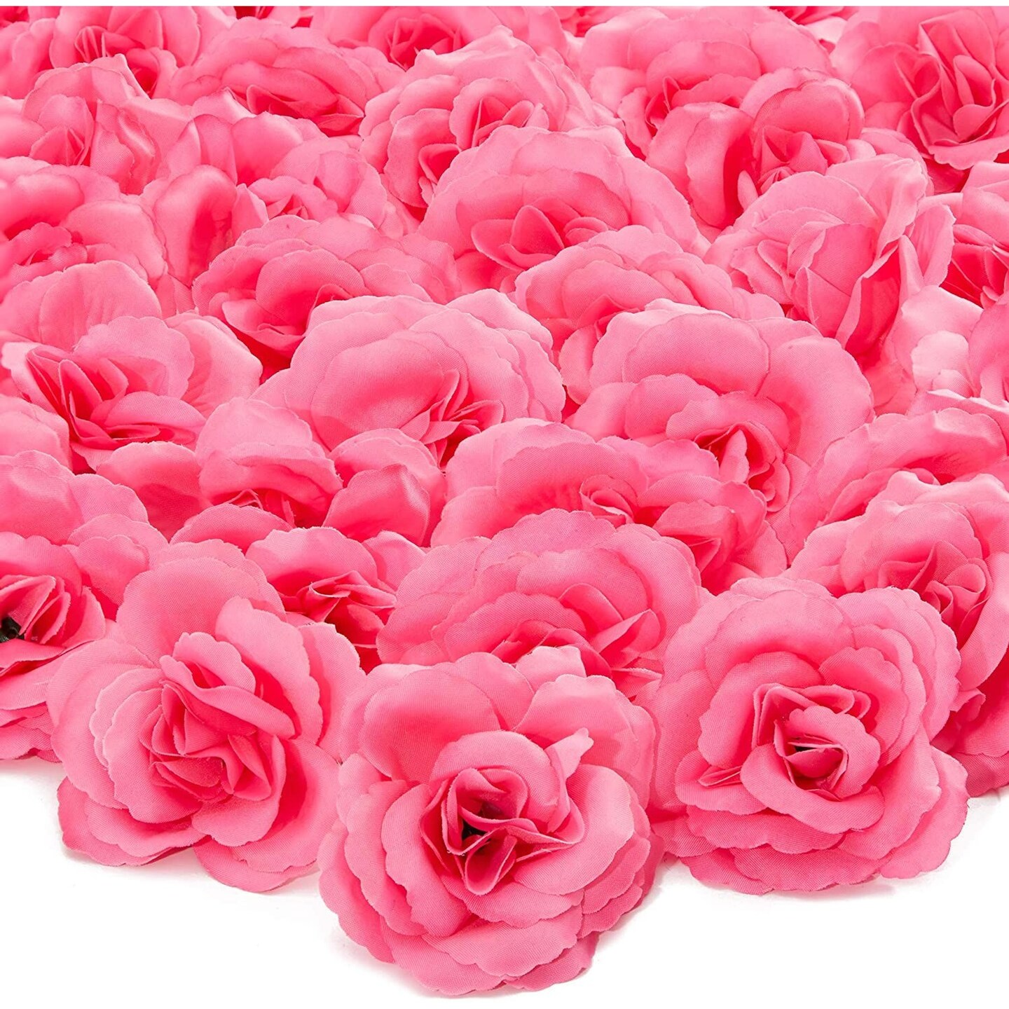 Bright Creations 50 Pack Fake Silk Pink Rose Flower Heads for Wedding Decoration, Bridal Bouquet, Home Decor, Stemless Rose Pink Artificial Roses for DIY Arts and Crafts Project