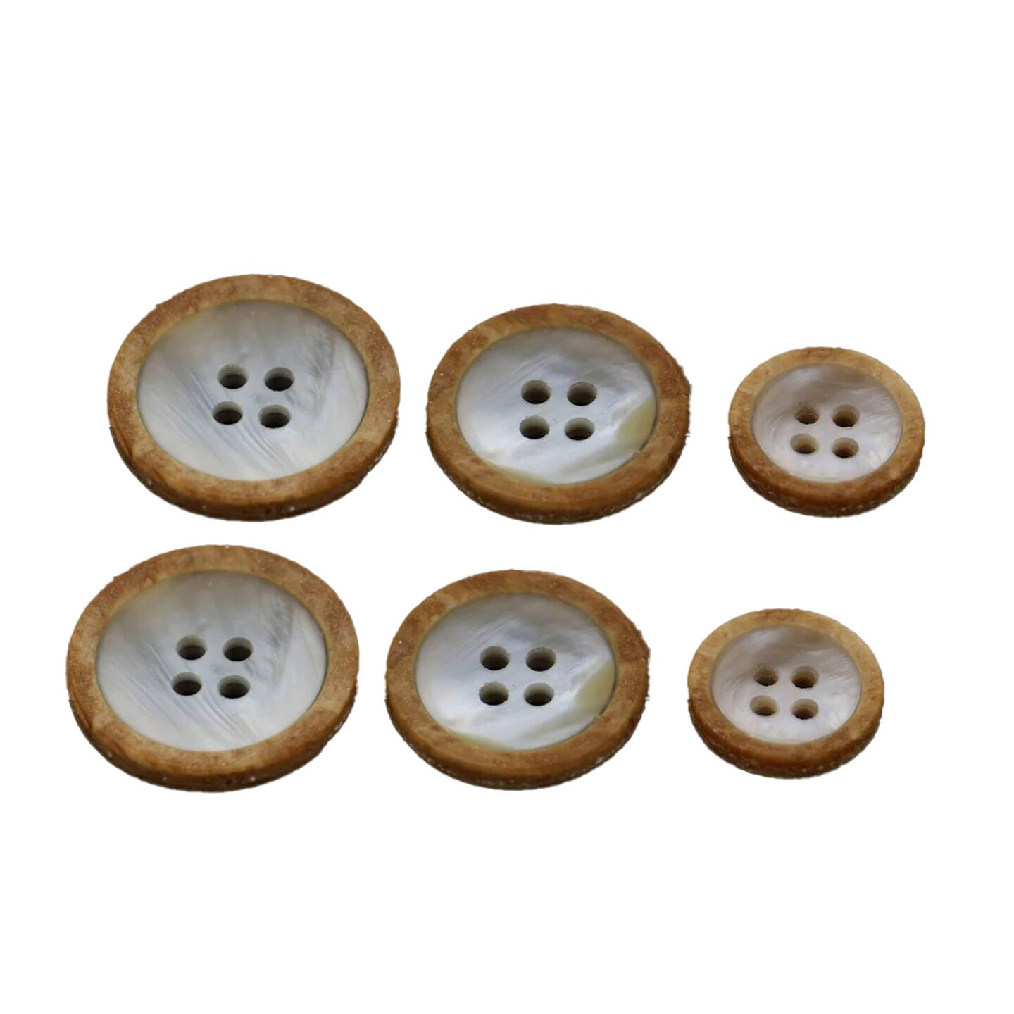 12 Pieces Faux Shell Wood Edge Buttons 15mm 4 Hole Wood Sewing Buttons