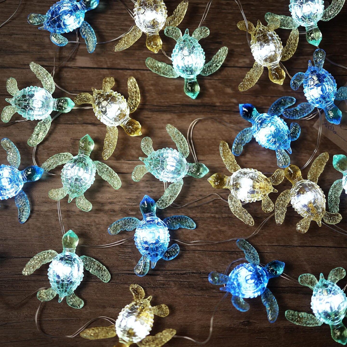 Sea Turtle Decorative Lights- Ocean Themed String Lights -10ft 30 LEDs-USB Plug-in -Battery Pack - Remote Control -Baby Shower- Bathroom- Christmas -Beach-Party Decor