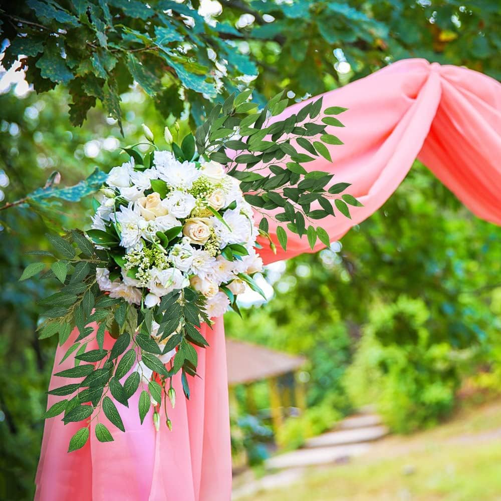 Artificial Italian Ruscus Greenery Stems 27in Faux Green Leaf Garland Branches Hanging Greenery Spray for Wedding Bouquet,Arch,Table Centerpieces and Home Decor