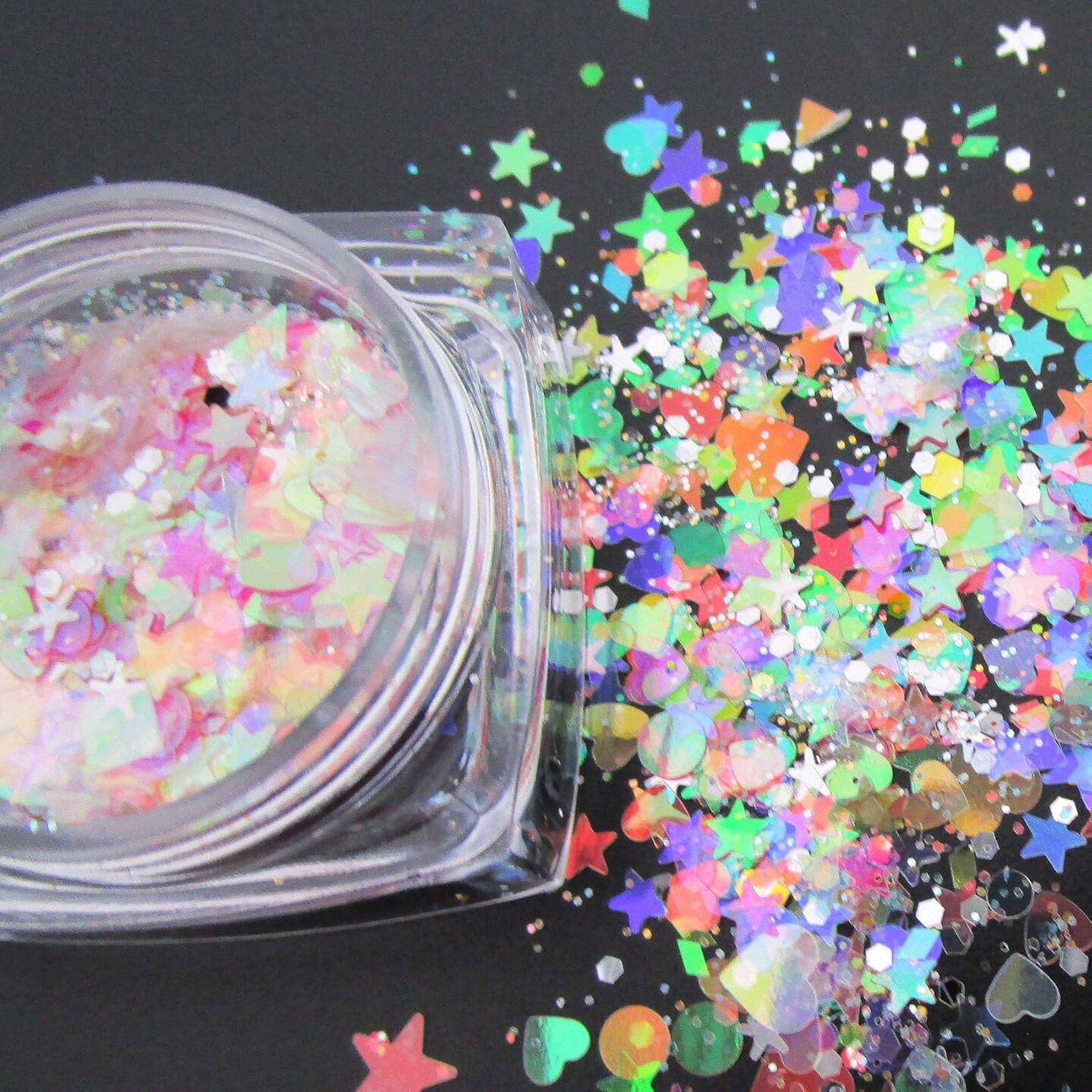 2 Colors Stars Heart Chunky Festival Glitter Sequins Iridescent Glitter Flakes Sparkles Resin Art Crafts Paints Decor