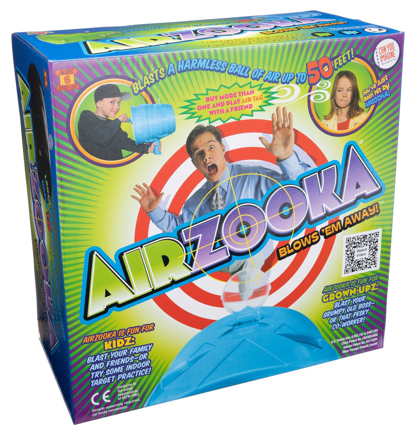 Airzooka Blaster - Blow a harmless ball of air towards any object or person. Ages 3+