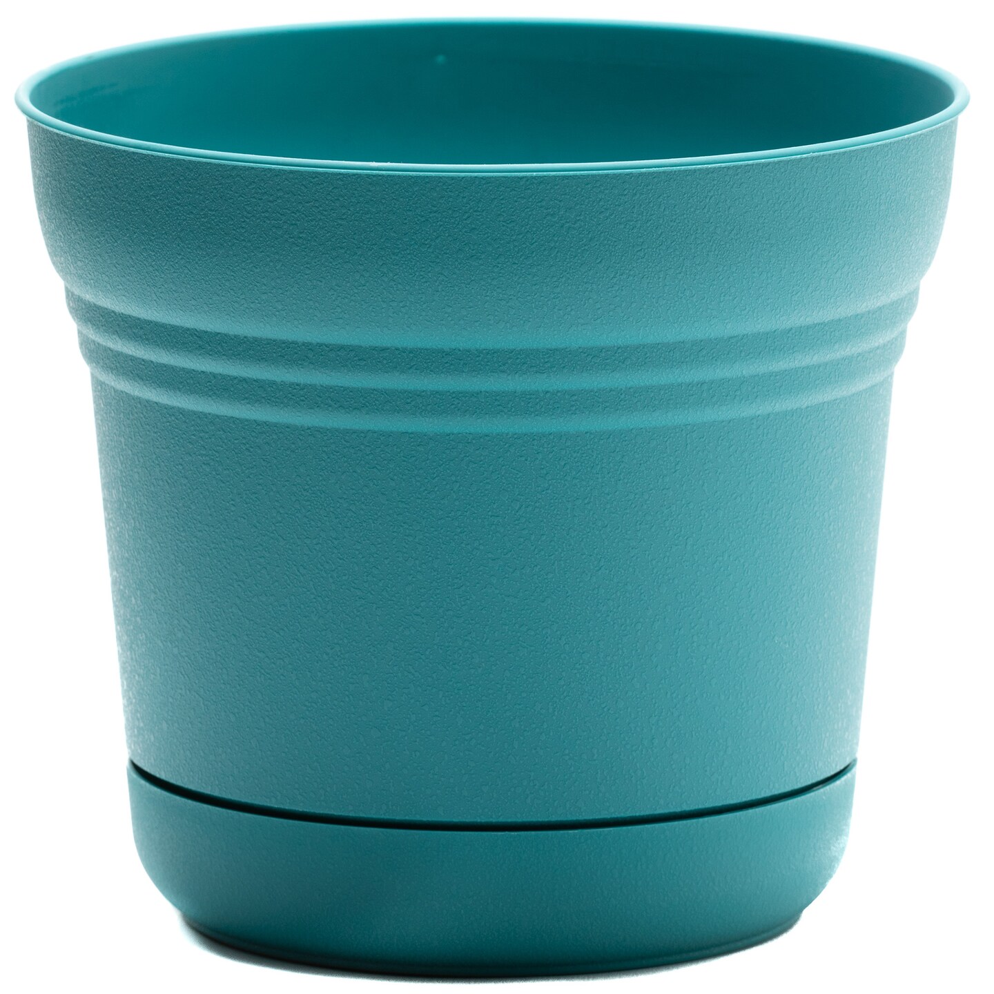 Bloem Saturn Round Planter With Saucer Tray: 12" - Bermuda Teal - Durable Plastic Pot, Matte Finish, Removable Saucer, For Indoor & Outdoor Use, Gardening, 3 Gallon Capacity