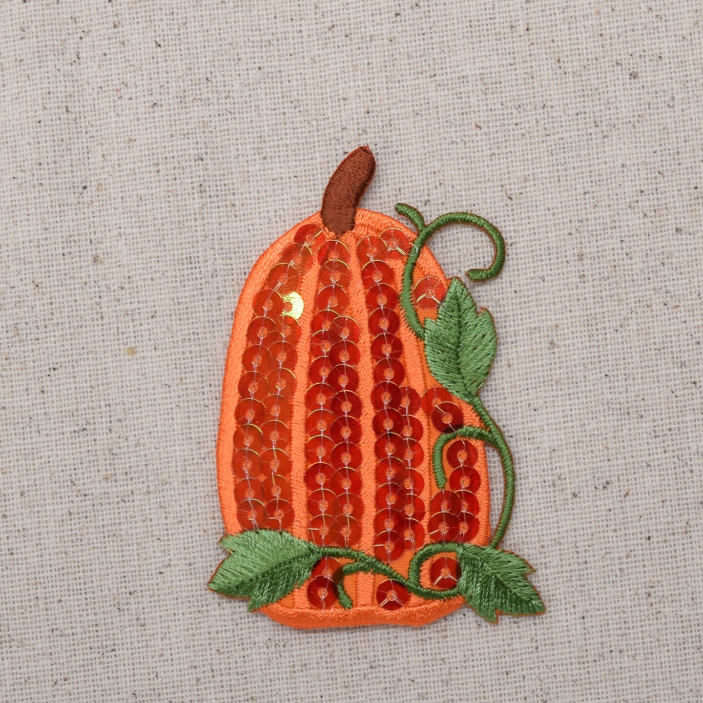 Sequin Pumpkin, Embroidered, Iron on Patch