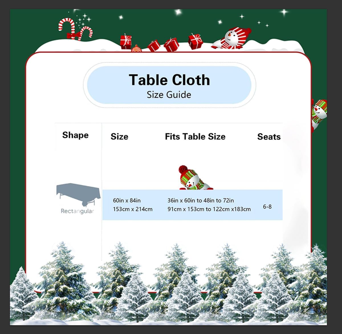 Christmas Tablecloth Red Tablecloth 60x84 Inch fit for Christmas Rectangle Tablecloth Decor Festive Party Waterproof Tablecloth Christmas Decorations Christmas Table Runner (Snowman)