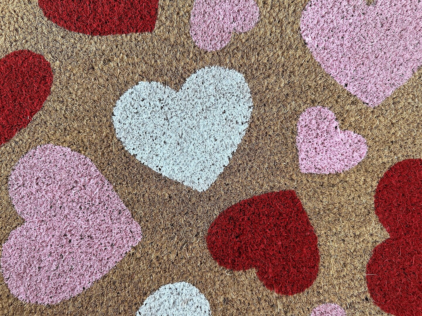 Valentine's Welcome Doormat - Red Heart Love Design | Non-Slip Coir 30"x17" Indoor/Outdoor
