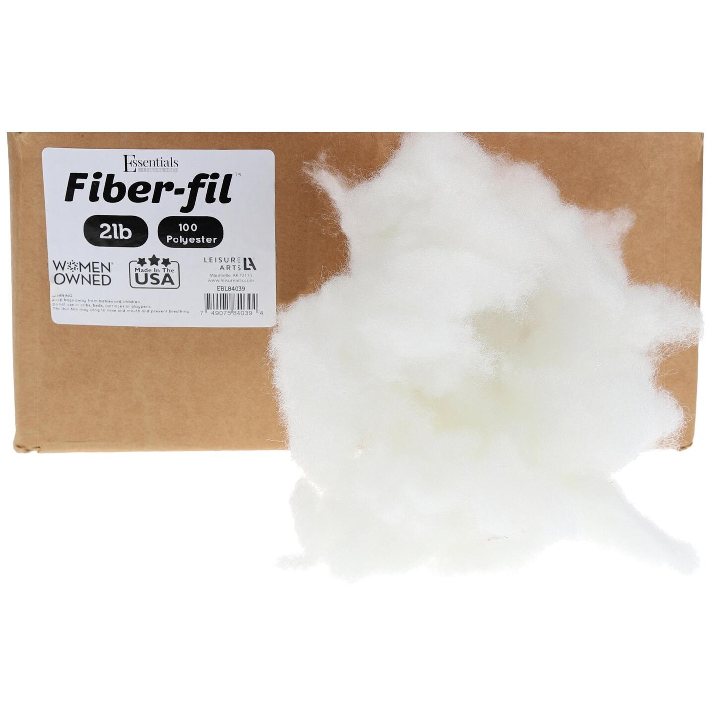 Essentials by Leisure Arts Polyester Fiber-Fil, Premium Fiber-Fil Stuffing, 2lb/32oz Box, High Resilience Polyfill for filling Stuffed Animals, Crafts, Pillow Stuffing, Cushion Stuffing