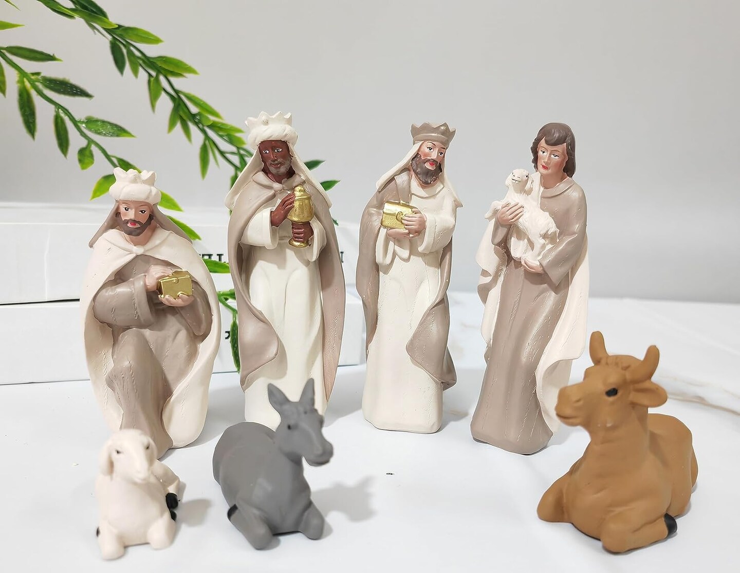 Nativity Sets for Christmas Indoor - 10 Pcs Nativity Scene Statues Including Baby Jesus, Mary and Joseph, Suitable for Religious Decor and Interior Home Decor