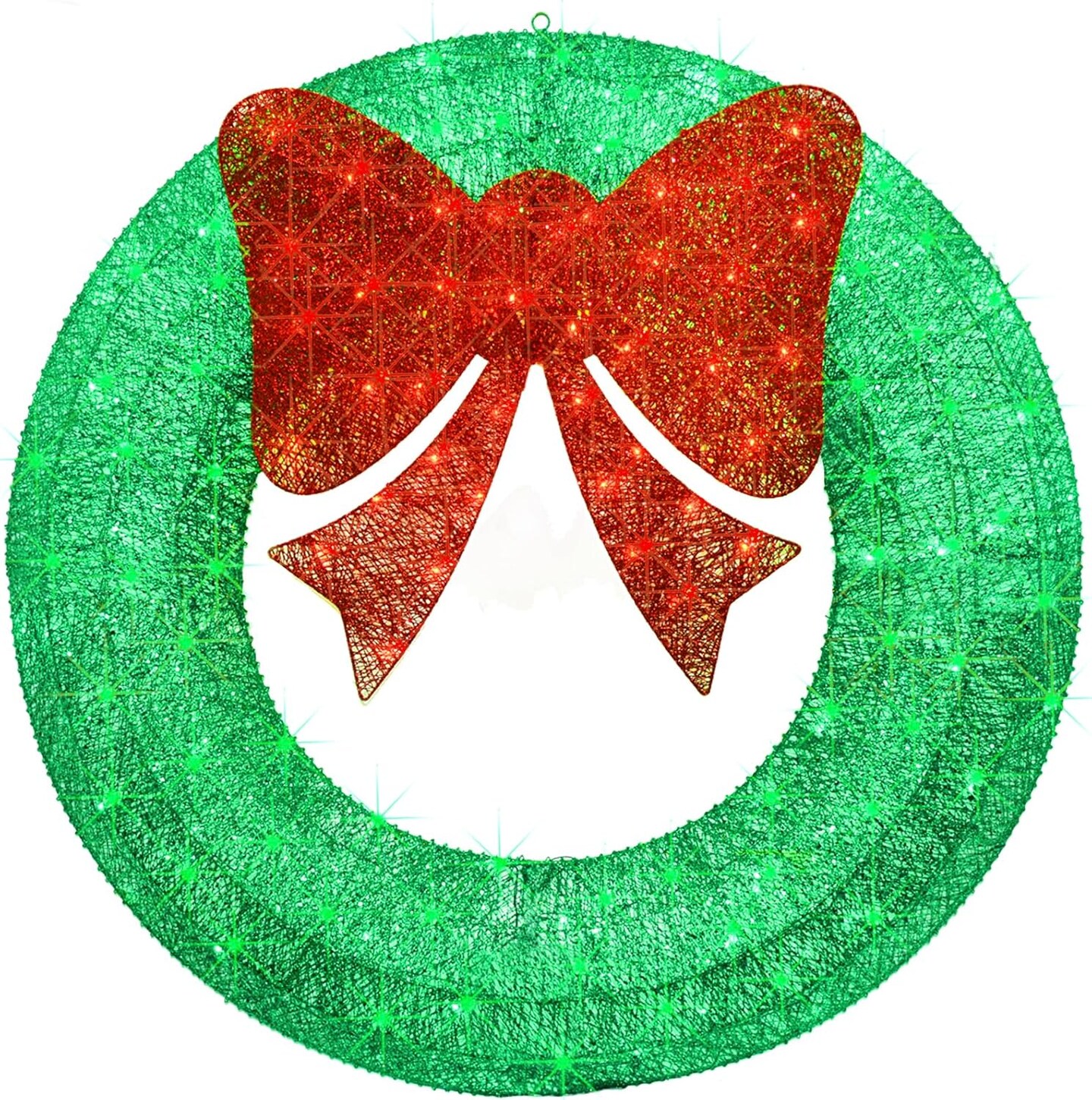 48Inch 4FT Large Christmas Wreath - Outdoor Christmas Wreaths with LED Lights,Extension Cable, Xmas Decorations for Door Outdoor Indoor Wall Home - Green