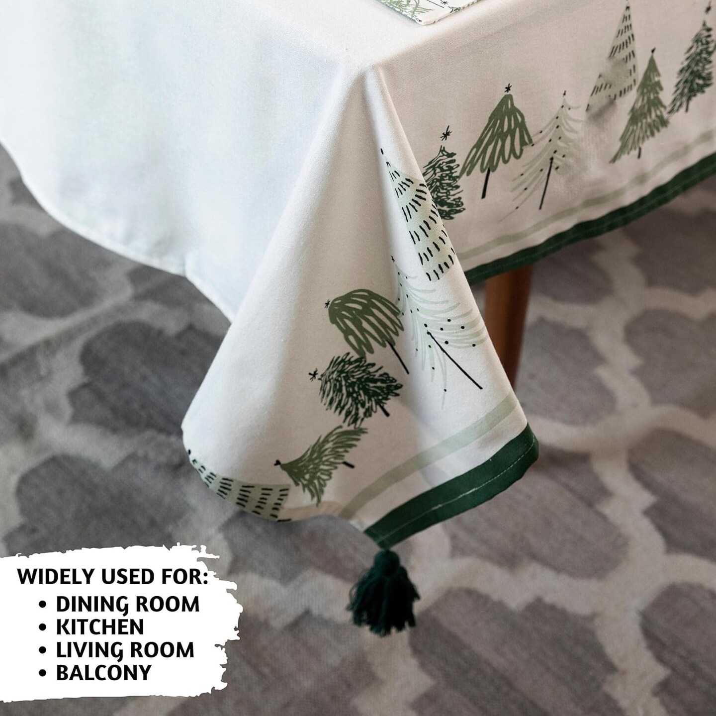 Christmas Tablecloth or Dining Table Cover, 60 x 102 Inches, 100% Cotton Rectangle Christmas Table Cloth or Fabric Table Cloth for Christmas Décorations