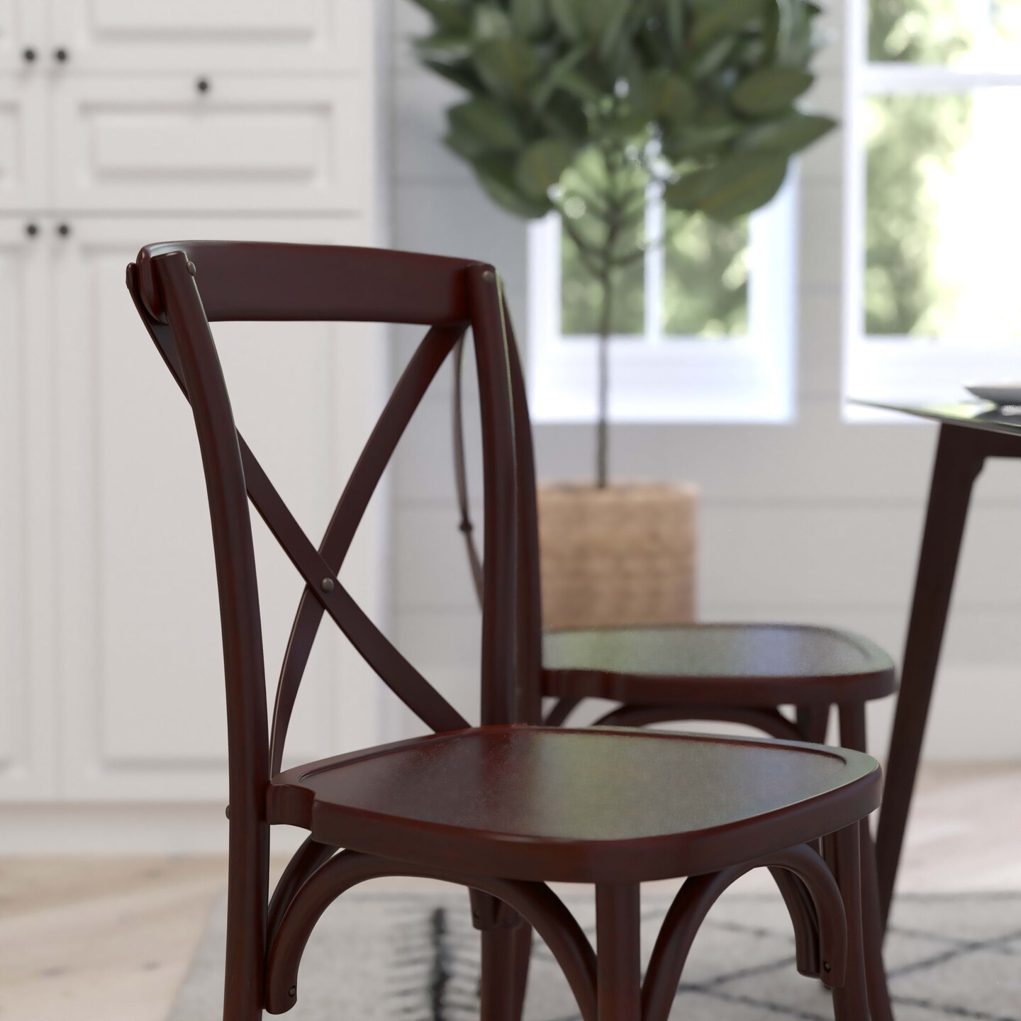 Merrick Lane Bardstown X-Back Bistro Style Wooden High Back Dining Chair