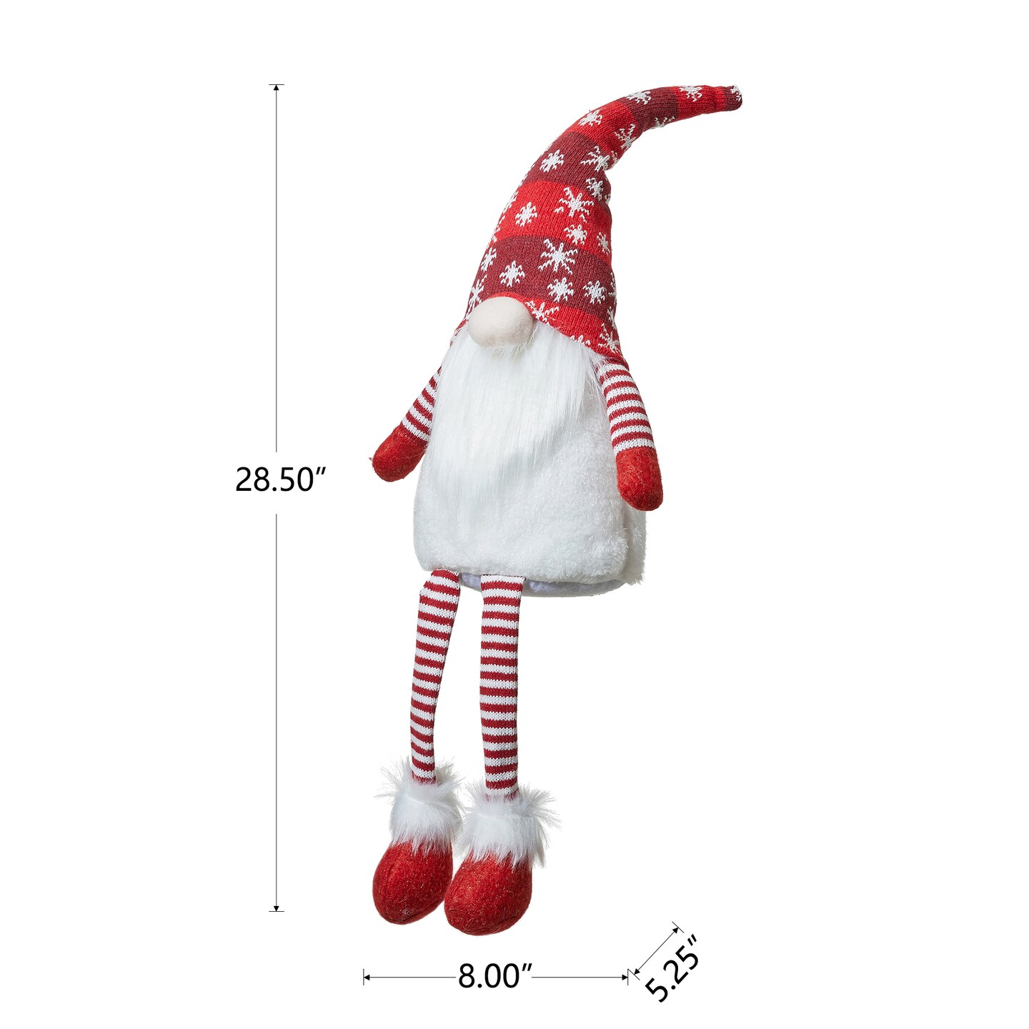 Set of 2 28&#x22;H Fabric Christmas Gnome Shelf Sitter with Dangling Legs