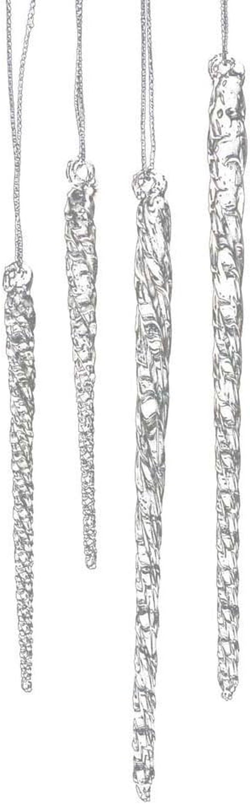 3-1/2-Inch-5-1/2-Inch Clear Glass Icicle Ornament Set of 24 Pieces (1)