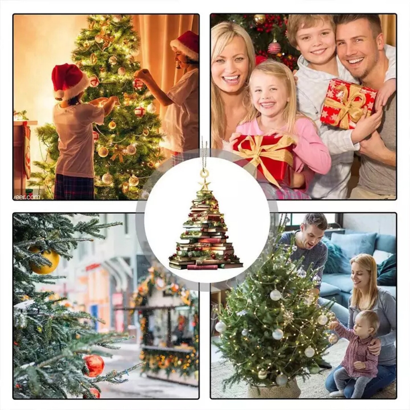 Kitcheniva 1 Pc Book Lovers Bookshelf Christmas Tree Shape Hanging Ornament Decor
