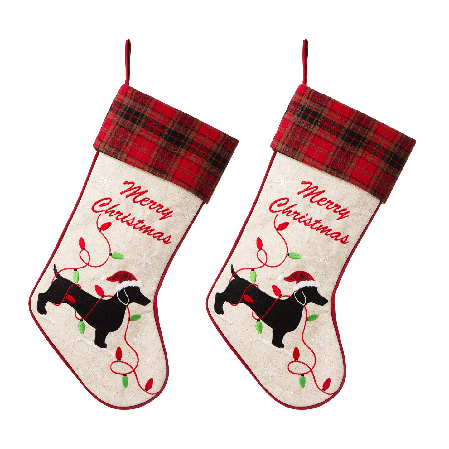 Set of 2 21&#x27;&#x27;L Christmas Stockings - Red Truck/Dachshund