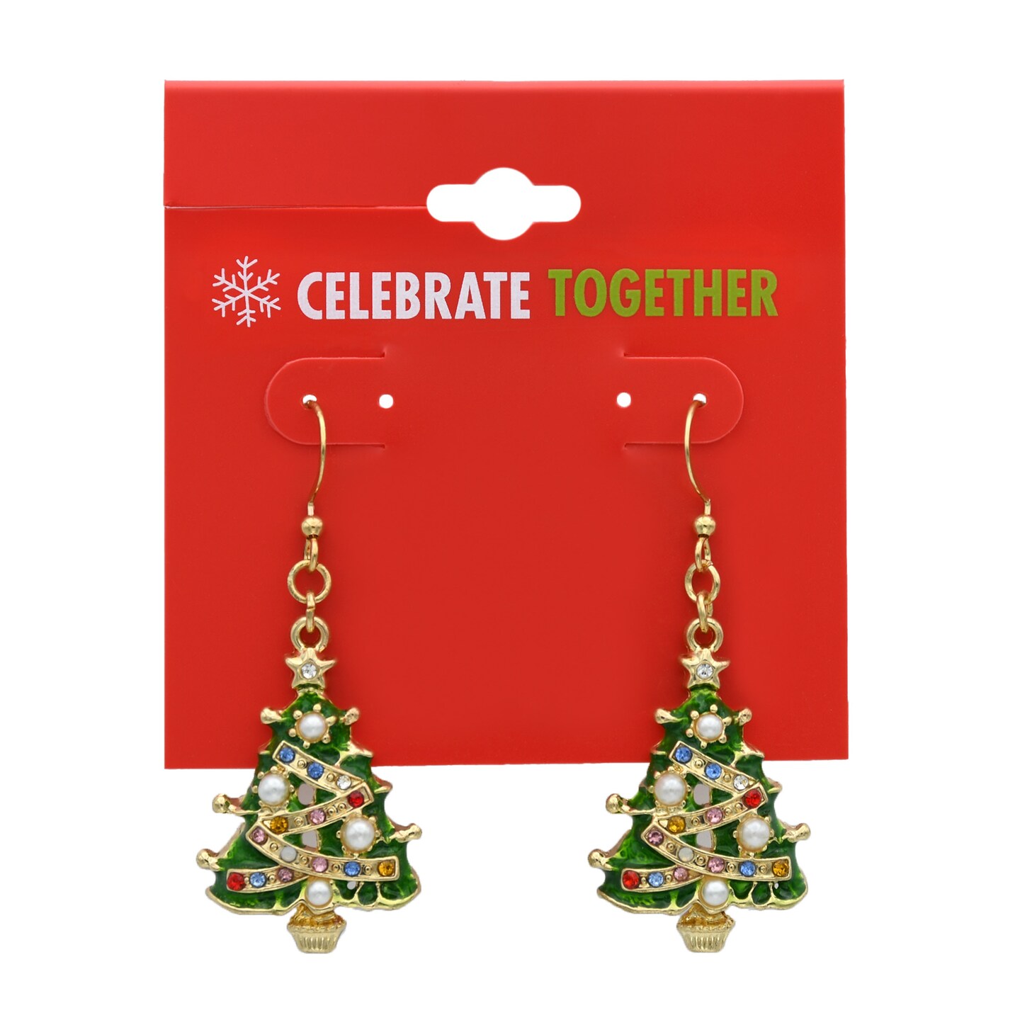 Christmas Tree Earring Gold Festive Womans Earrings
