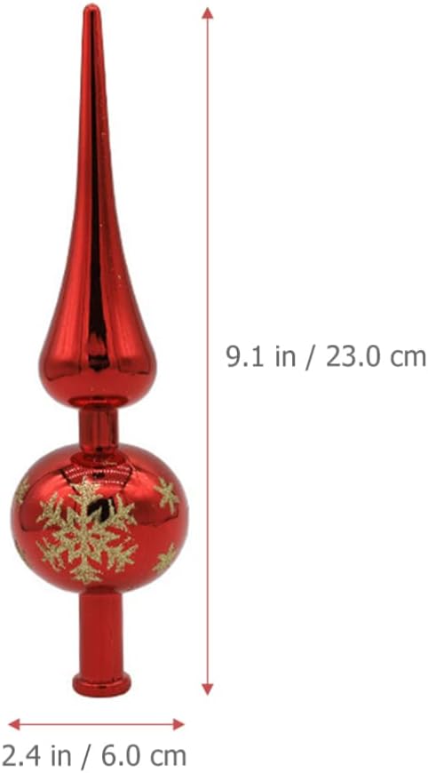 Christmas Tree Topper Plastic Christmas Tree Topper Blown Plastic Xmas Tree Finials Hand- Painted Treetop Plastic for Christmas Tree Ornaments (Red)