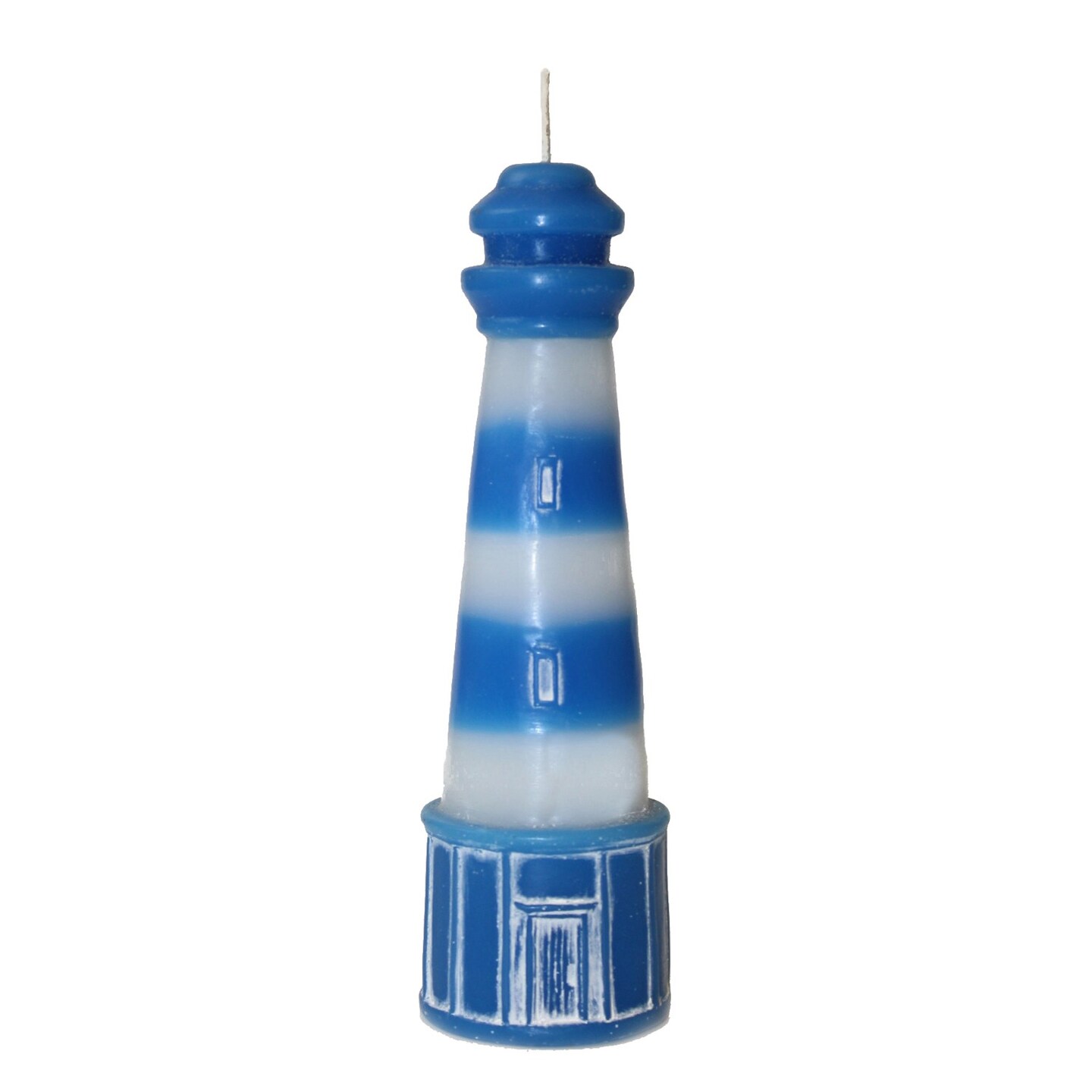 Blue/White Lighthouse Candle