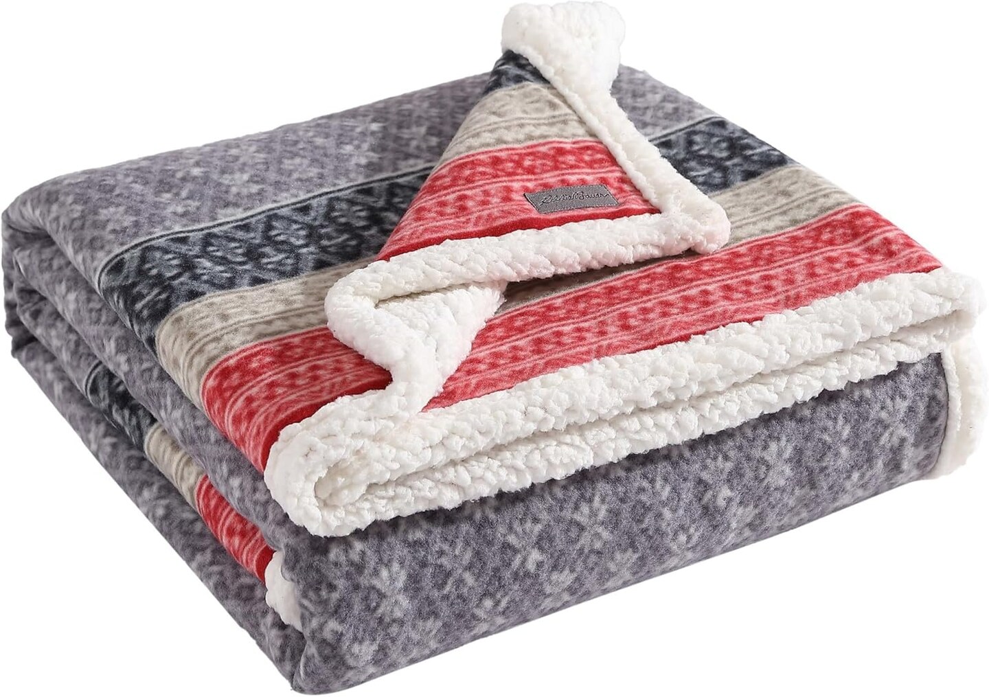 Throw Blanket, Super Soft Reversible Sherpa Bedding, Ideal Christmas &#x26; White Elephant Gifts, Cozy Plaid Throw Blankets for Couch (Fair Isle Dark Steel, 50&#x22; x 70&#x22;)