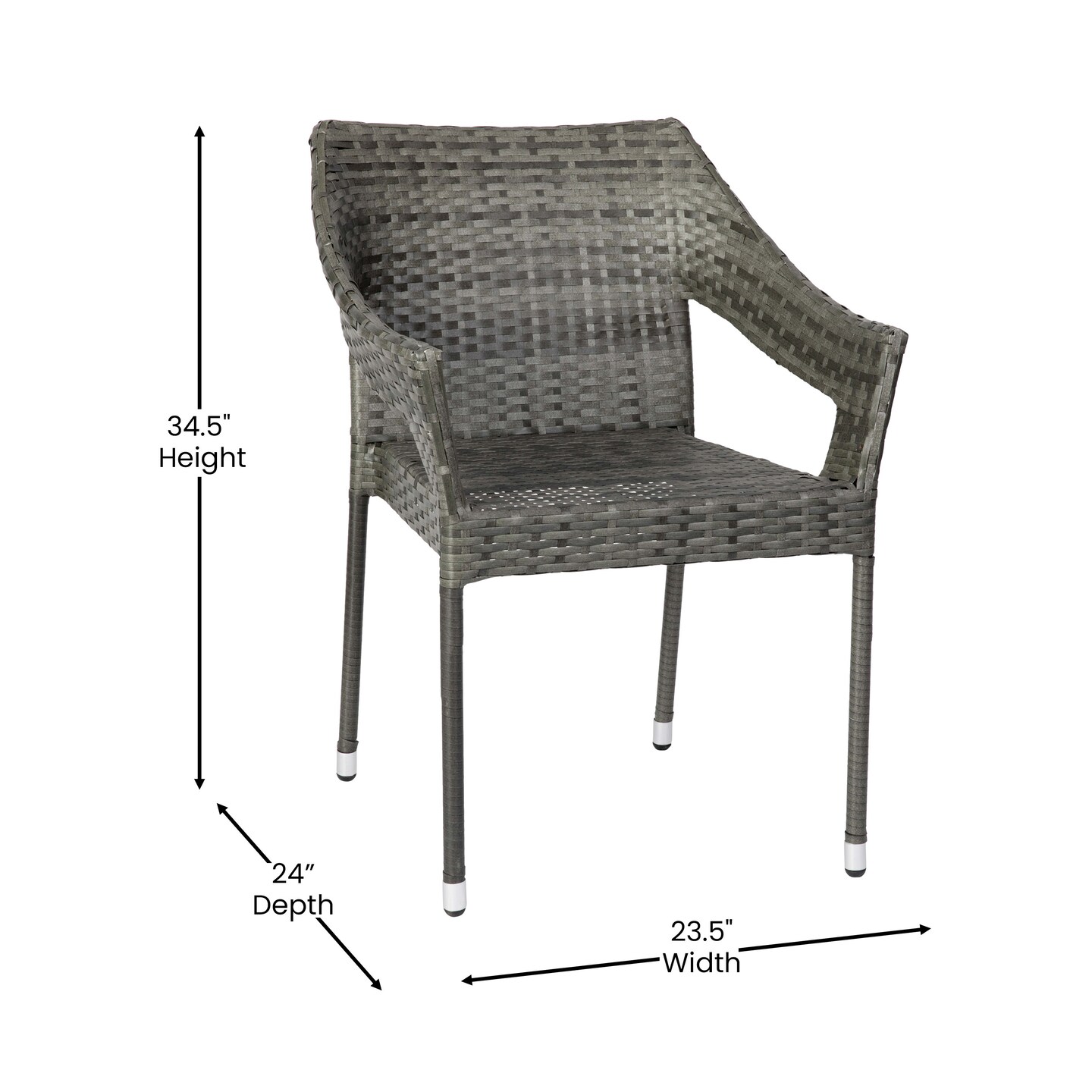 Emma and Oliver Embry All-Weather Indoor/Outdoor Stacking Patio Dining Chairs with Steel Frame and Weather Resistant PE Rattan