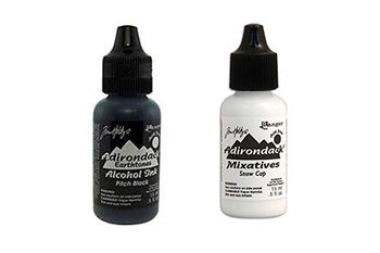 Ranger Tim Holtz Adirondack Alchol Ink &#x26; Mixative Pitch Black and Snow Cap White TIM34049