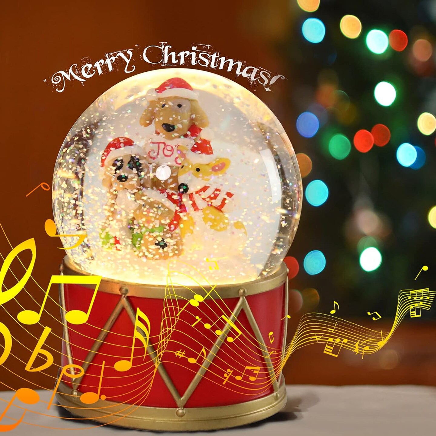 Christmas Snow Globes Musical Globe - Snow Globe with 8 Songs Color Changing Puppys and Cat Musical Box for Christmas Home D&#xE9;cor and Gifts