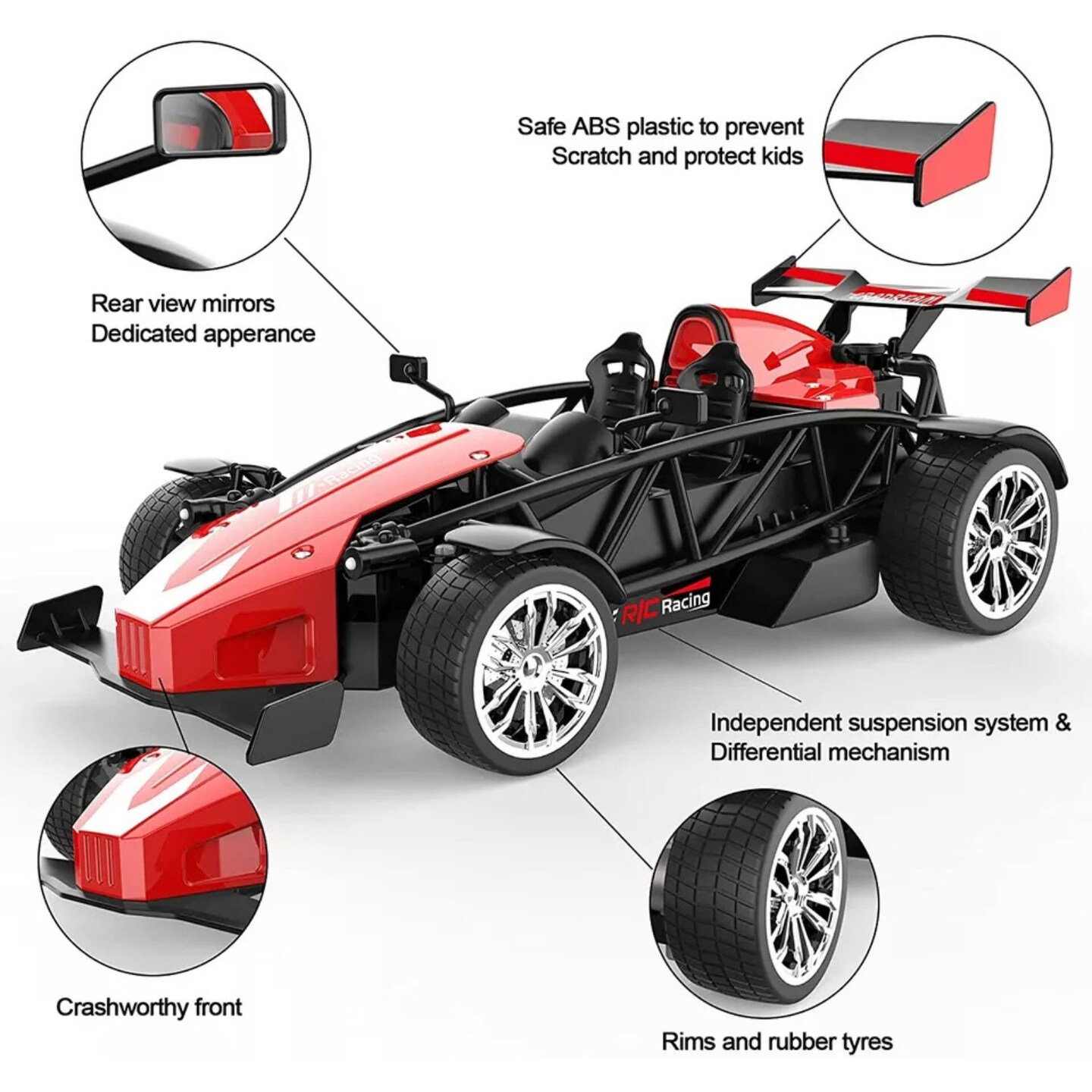 Kitcheniva Kids 2.4Ghz RC Cars Remote Control Car LED Rear Fog Steam Christmas Gift