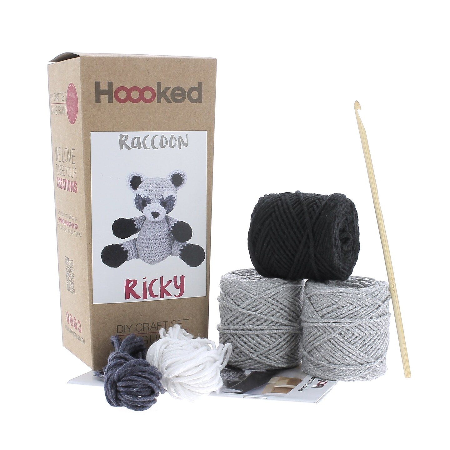 DIY Crochet Kit by Hoooked Raccoon Ricky - Gris PAK127