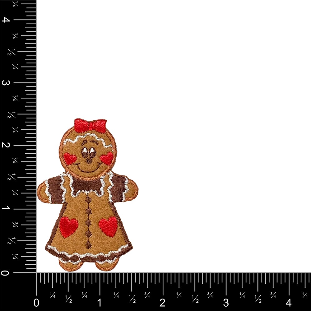 Gingerbread Woman, Christmas Cookie, Embroidered, Iron on Patch