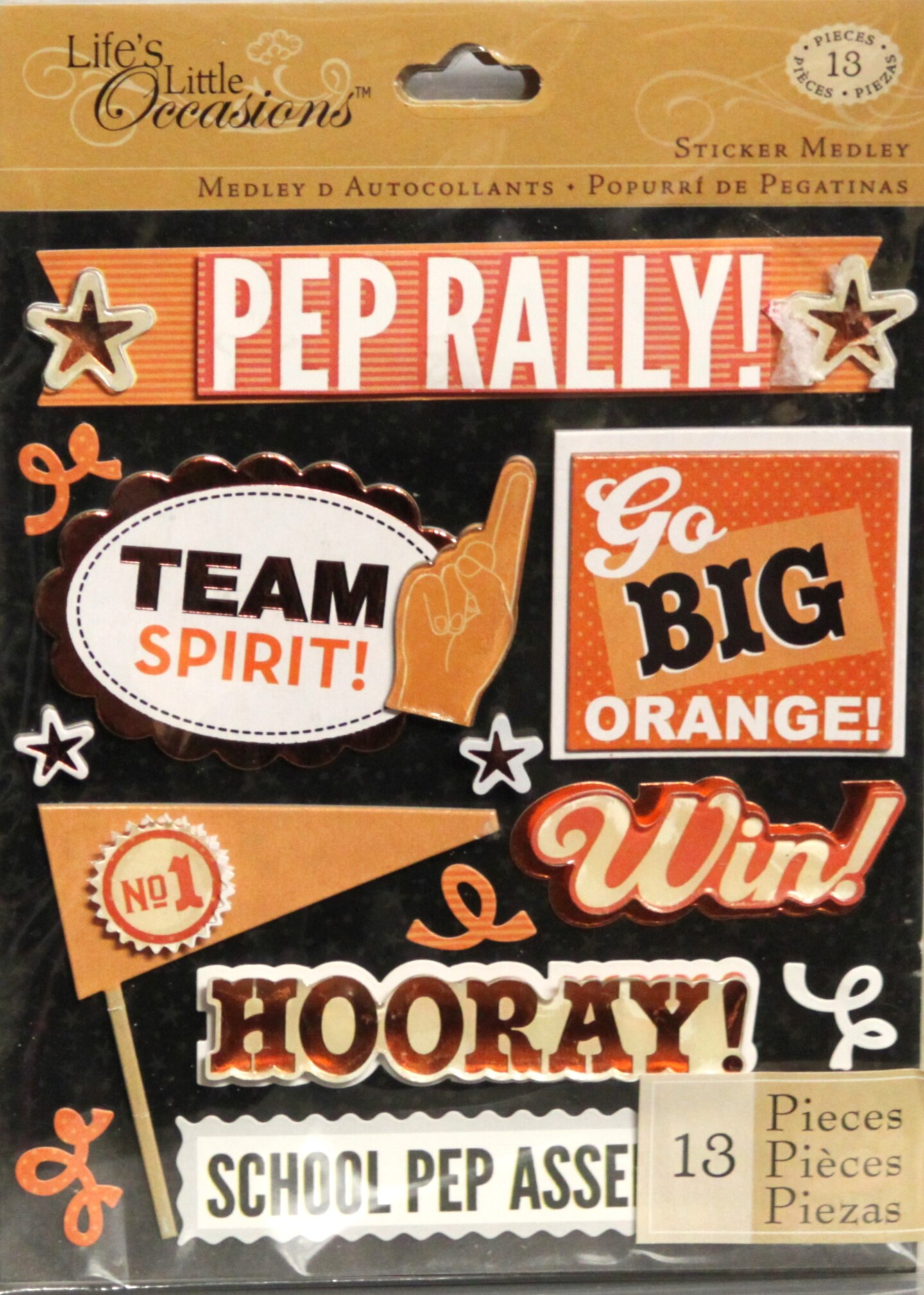 K &#x26; Company Life&#x27;s Little Occasions Orange Pep Rally Dimensional Sticker Medley