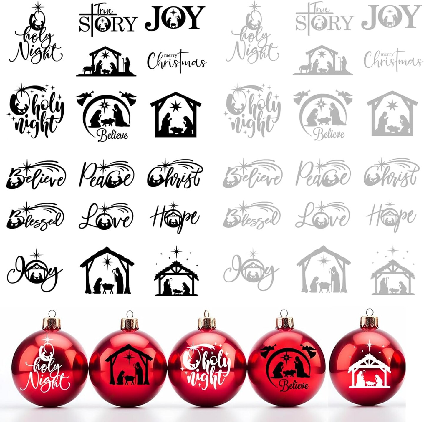 34 Pieces Christmas Nativity Stickers for Crafts Vinyl Christmas Stickers Waterproof Decals for Christmas Ornament Ball Wood Cup Glass Water Bottle Decoration (34 Pcs Nativity)