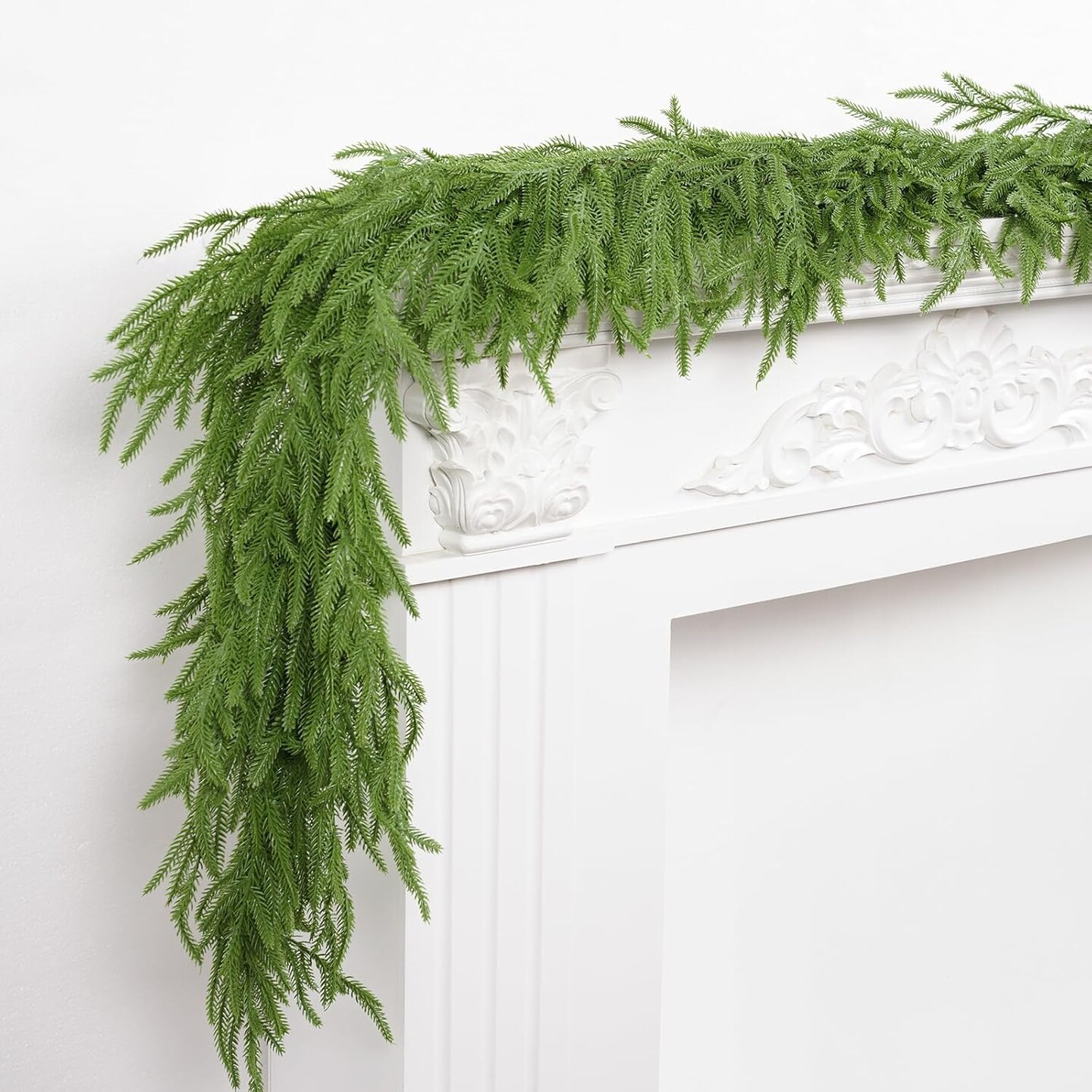 Norfolk Pine Christmas Garland Decorations-6FT Real Touch Christmas Garland- Realistic Artificial Christmas Garland Decorations for Mantle Windows Indoor Outdoor