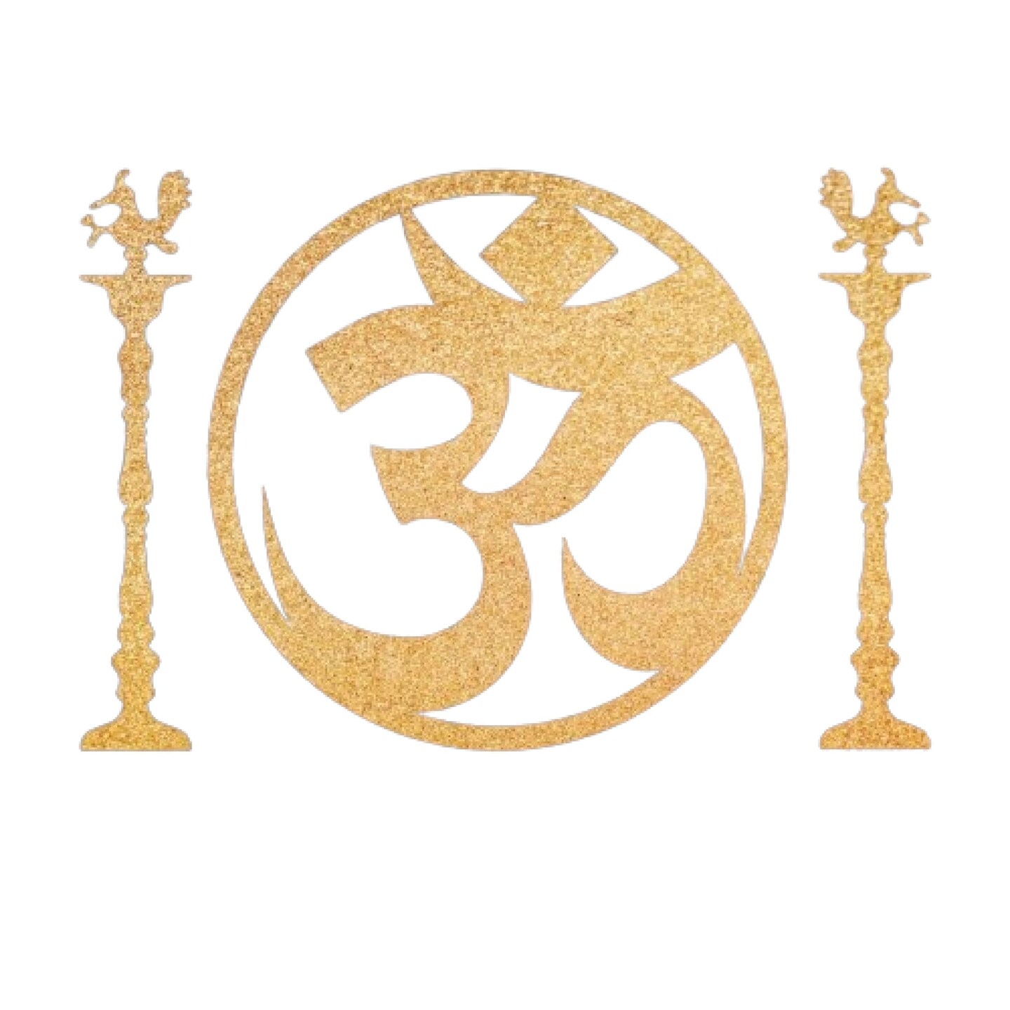 Om and Standing Diya Religious Cutout Stickers Spiritual Home Styling Traditional Decor Indian Wedding Decorations Ganesh Chaturthi Backdrop Meditation Room Yoga Studio Wall Decoration