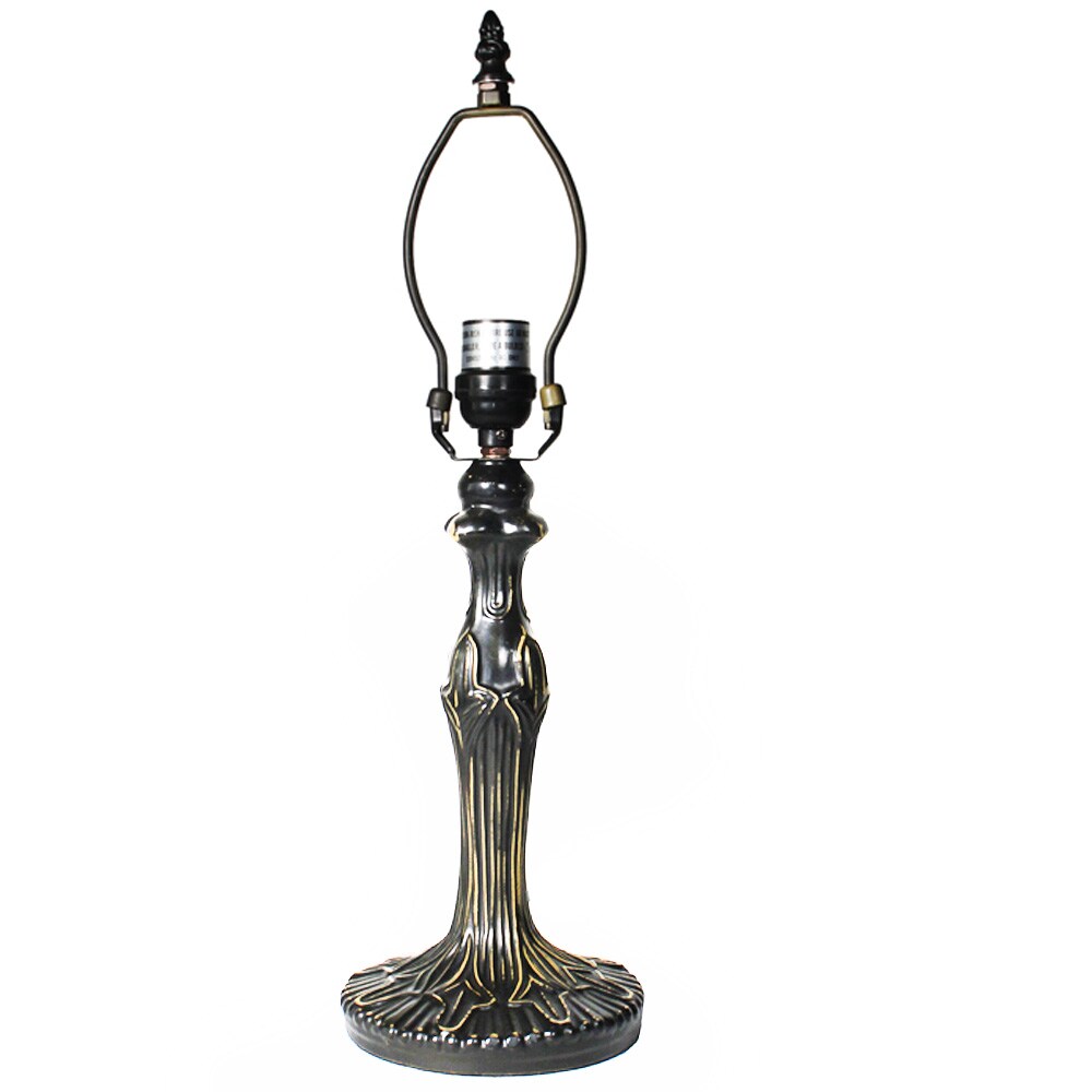 Bysantine Metal Lamp Base, Dark Bronze Finish With Gold Highlights, Nicely Weighted, 17.5" Tall