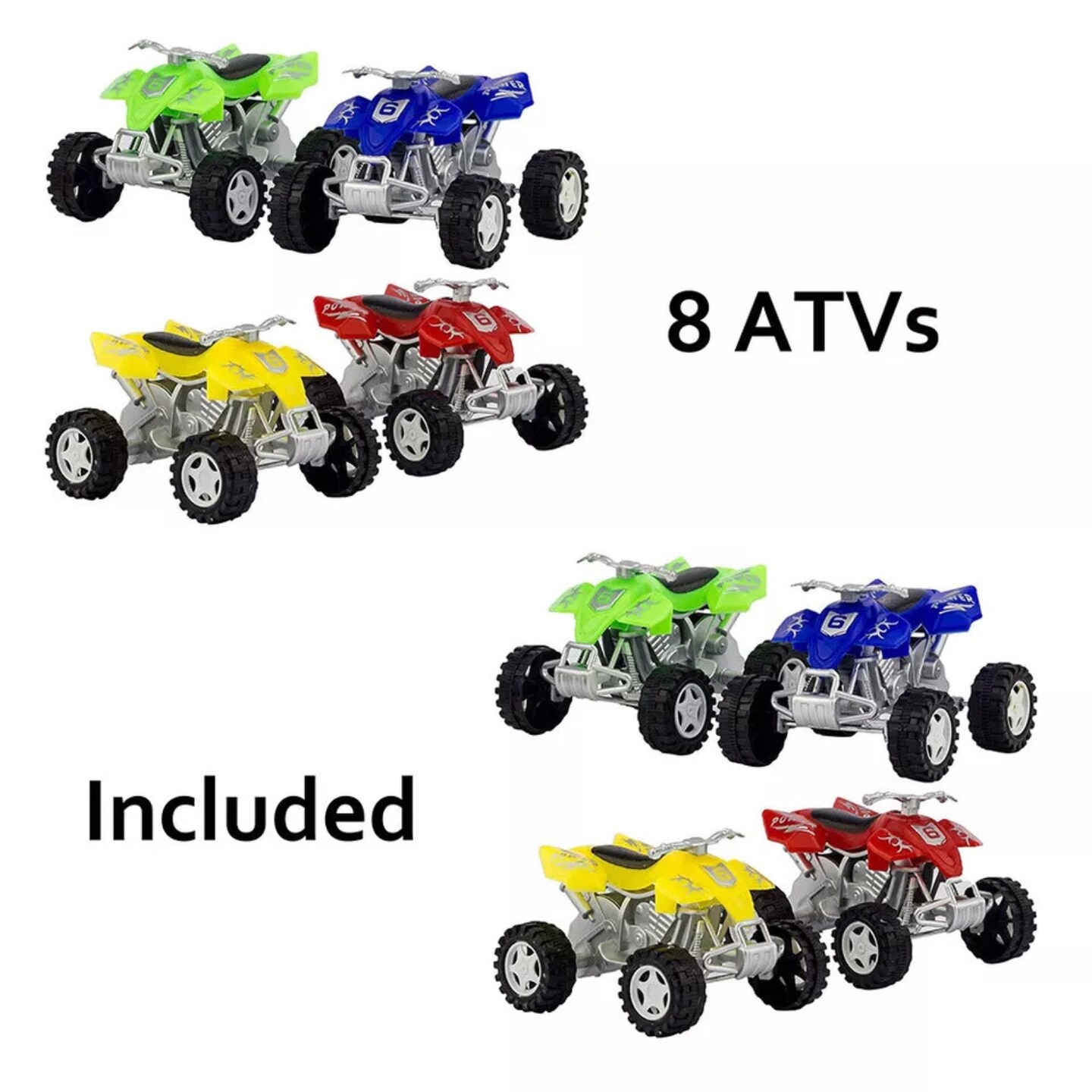 Kitcheniva Big Rig Truck Transporter Trailer Carrier Friction Powered With 8 ATVs Toy Set Kids Gift
