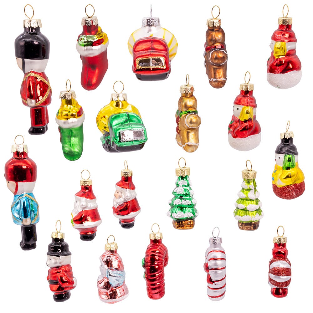 Kurt Adler Petite Treasures Miniature Glass Christmas Ornaments, 20-Piece Boxed Set