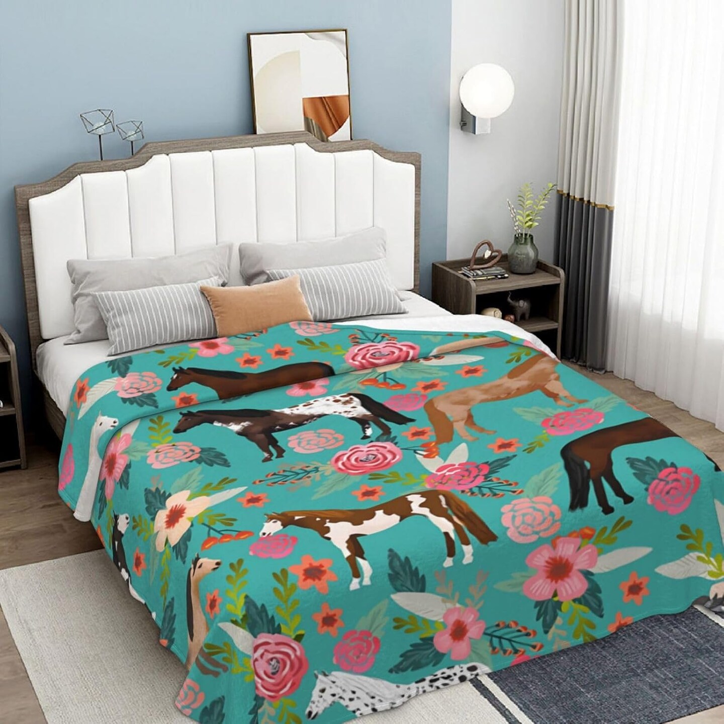 Horse Fleece Blanket Super Soft Cozy Throw Blanket Throw 40X50inch, Lightweight Fuzzy Comfy Textured Flannel Blanket Warm Plush Throw Blankets for Couch, Sofa, Bed