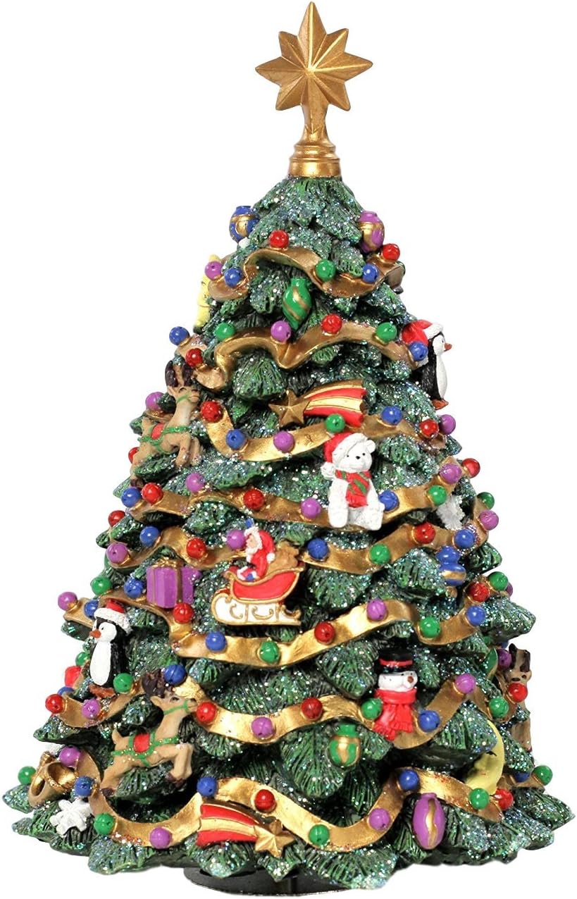 Jingle Bell Rotating Christmas Tree Figurine
