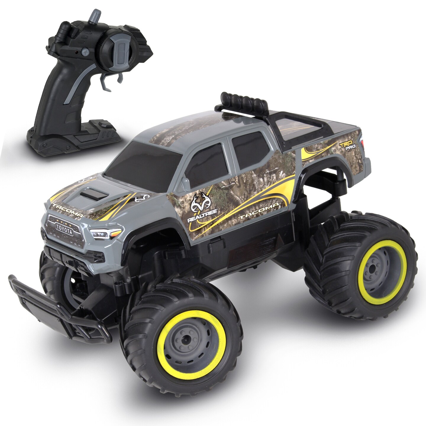 RealTree: RTR RC - Toyota Tacoma - Gray Camo - 2.4 Ghz High Performance for Donuts &#x26; Wheelies, Turbo Boost, Ready-To-Run Radio Controlled Vehicle