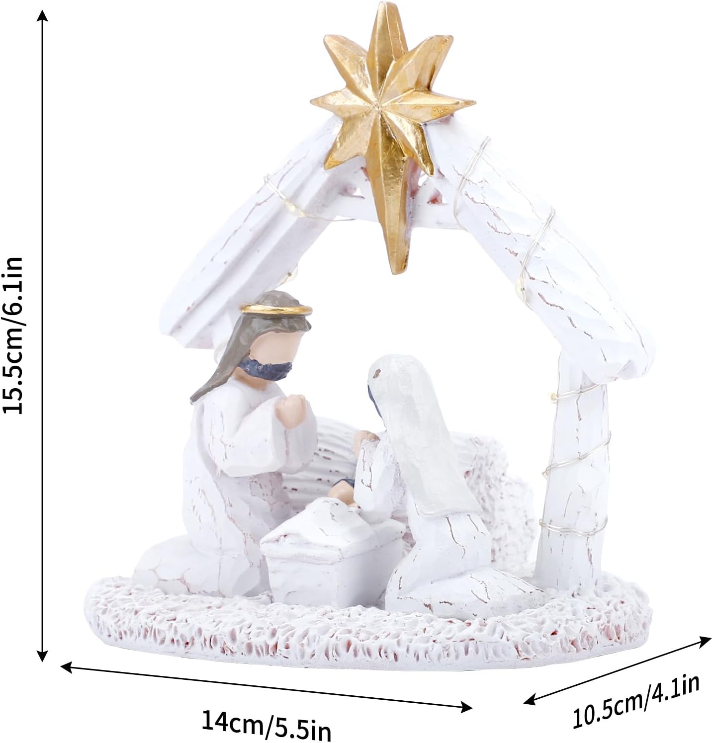 Nativity Set for Christmas Indoor Nativity Scene Indoor Christmas Decoration with LED Lights Christmas Tabletop Decoration Memory (Figurines Nativity Scene)