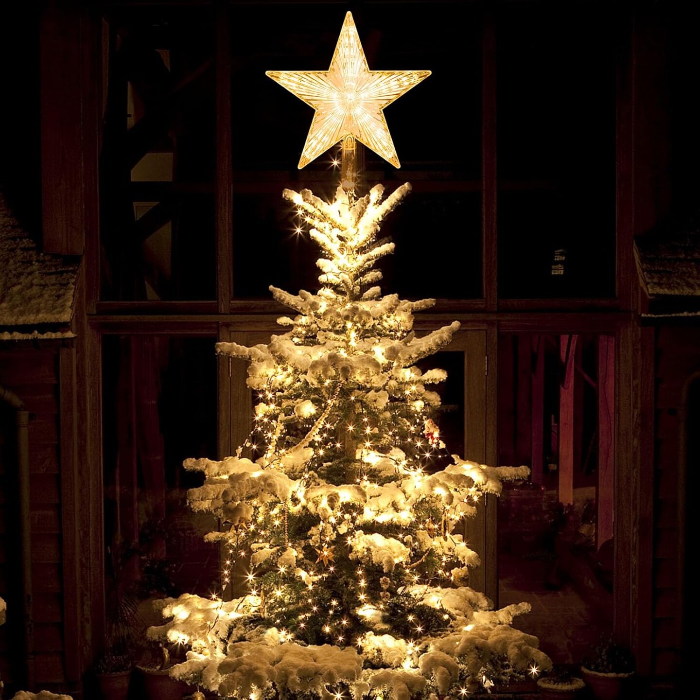 Christmas Tree Topper Warm White Light Christmas Star Great for Christmas Tree Ornaments New Year Christmas Tree Toppers Lighted Christmas Tree Star 8.7 Inch Christmas Star Tree Topper Battery Powered