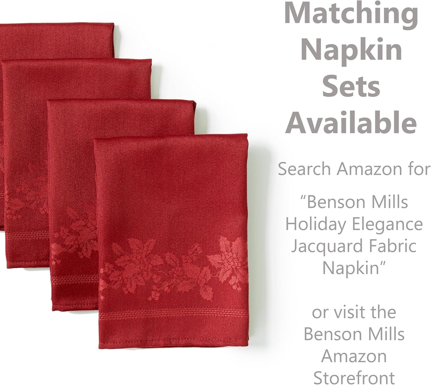 Holiday Elegance Heavyweight Engineered Jacquard Fabric Table Cloth, Holiday, Winter, and Christmas Tablecloth (Dark Red, 60&#x22; X 144&#x22; Rectangular)